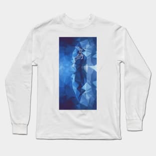 Geometric deer linear blue abstract style Long Sleeve T-Shirt